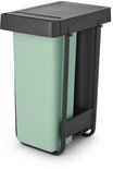 Jade groen afvalbak met donkergrijs deksel en frame, compact design.