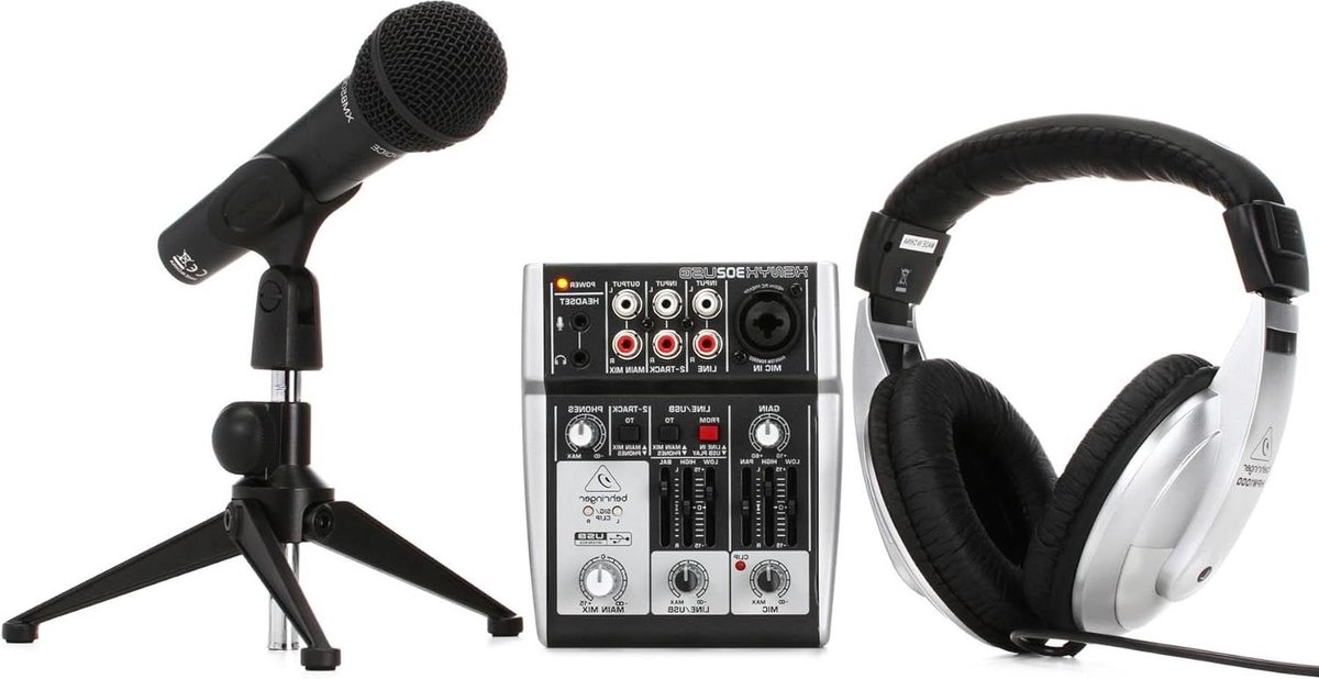 Opname Pakket - Studio Set - Muziek Maken - Compleet Met Mixer - 2 Kanalen - Zwart