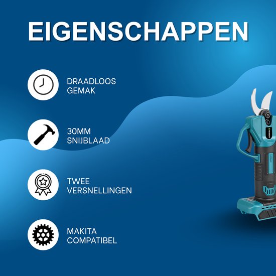 Elektrische snoeischaar - Voor tuin en fruitbomen - Draadloze 30 mm snoeischaar met 2 versnellingen - Model B, zonder batterij — afbeelding 3
