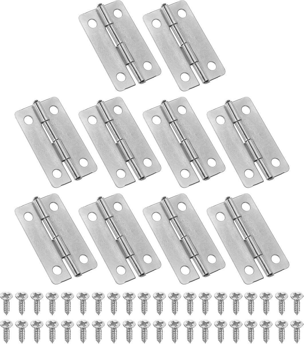 Small Butt Hinges 1-3/16" - 10Pcs Mini Hinge met Schroeven voor Sieradenkisten - Houten Kasten Deuren en Poorten - Zilver