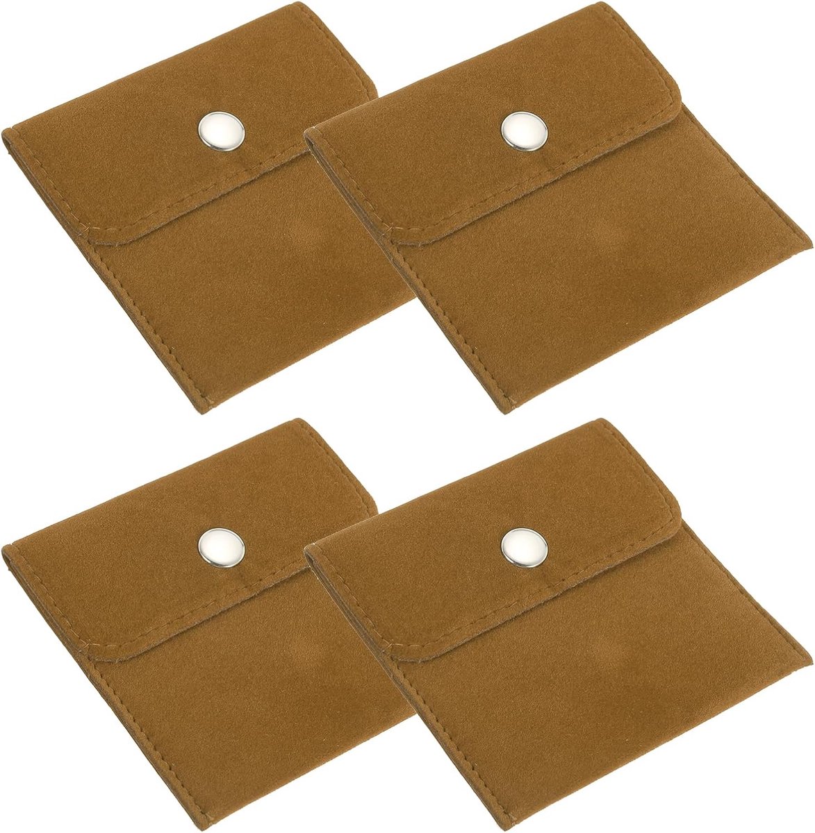 4x4 inch Jewelry Pouches - 4 Pcs Velvet Pouches - Snap Button Portable Storage Bag voor Oorbellen - Armbanden - Halskettingen - Ringen - Horloge - Geel