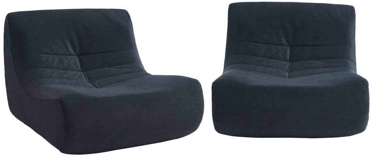 sweeek Set van 2 waterafstotende velours fauteuils 1 zitplaats l 91 x b 105 x h 72cm - sokol donkerblauw