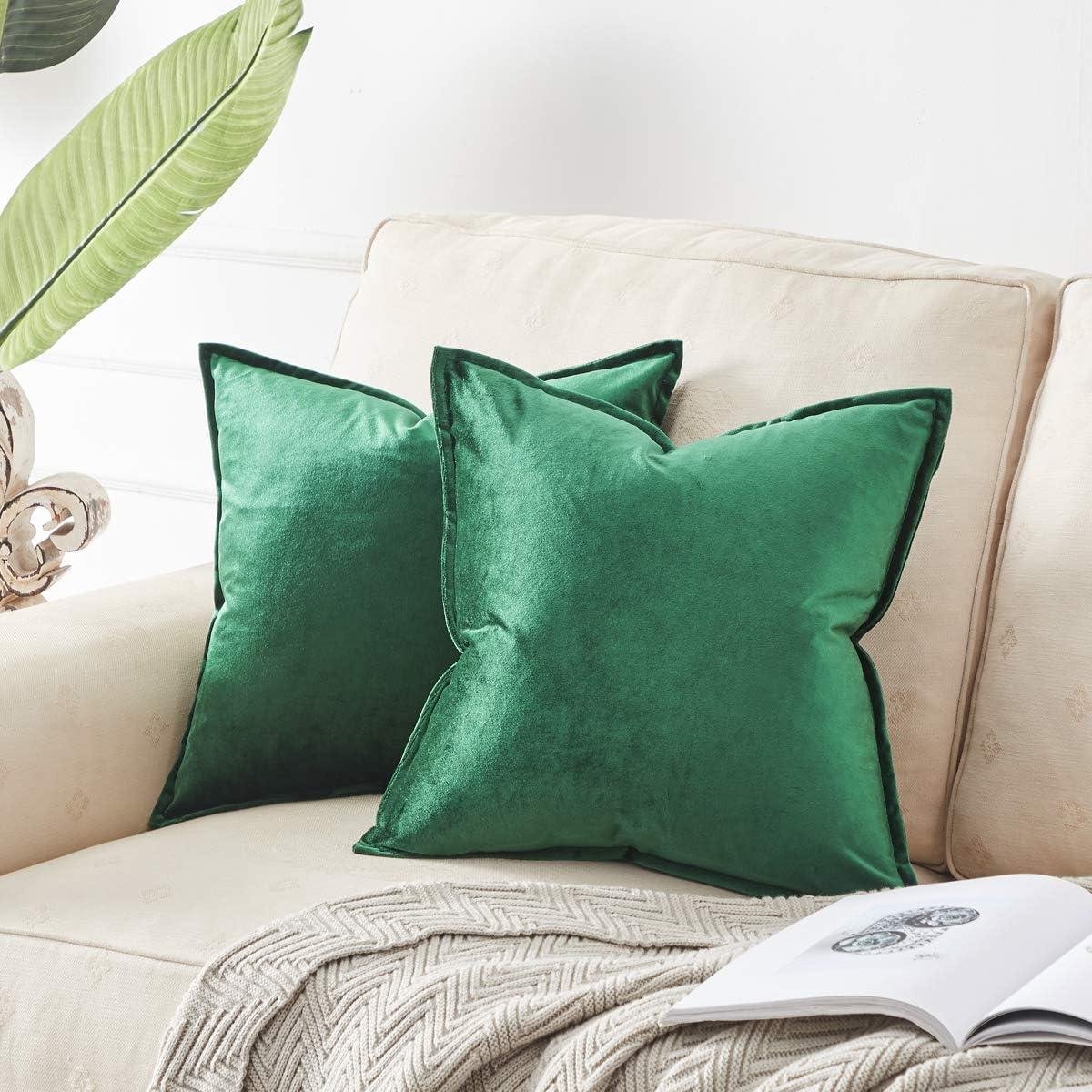 Decoratieve Kussenhoezen - Sierkussenhoes Bank - Bank Decoreren - Zacht Fluweel - 20x50 cm Set 2 - Groen