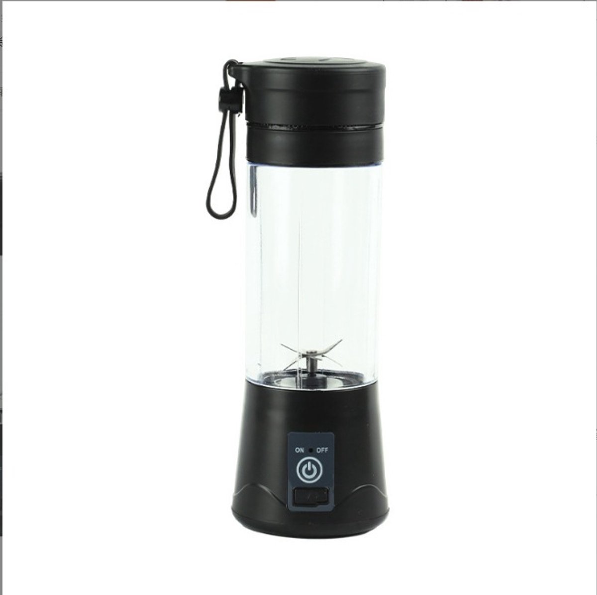 Draagbare mixbeker – Elektrische USB-minisapcentrifuge en blender – Voor milkshakes en vruchtensappen – 380 ml – Zes messen – Zwart