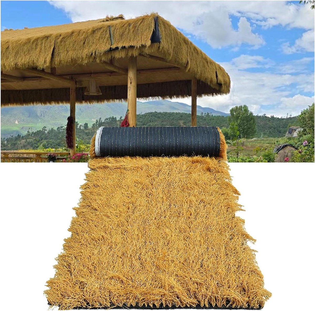 Kunstmatige Riet Bedekking - Palapa Stro - Tropische Sfeer Creëren - Weerbestendig en Brandwerend - 0.5x20m - Geel