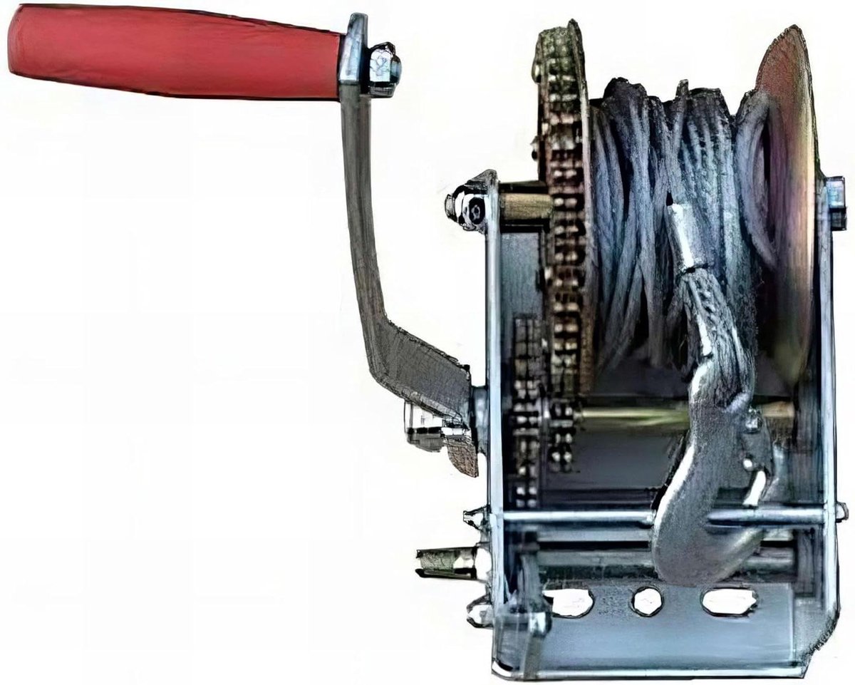 Touwlier Met Zwengel - Kabel Lier - Zwaar Werk - Twee Snelheden - 2200 kg Capaciteit - Zwart