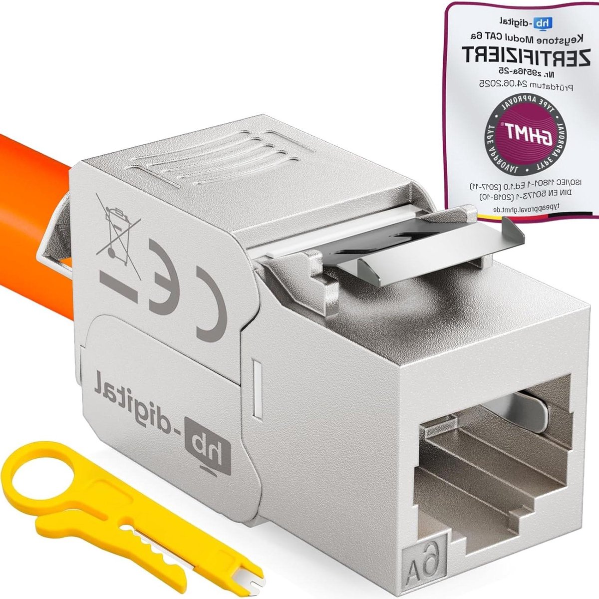 Keystone Module RJ45 - Netwerk Connector - Gestructureerd Bekabelen - Montage Zonder Gereedschap - Cat6a 500 MHz - Zilver
