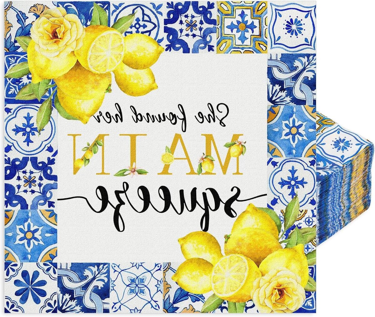 Wegwerpservetten - Papieren servetten - Feestelijke decoratie - Thema print - 165 cm - Blauw