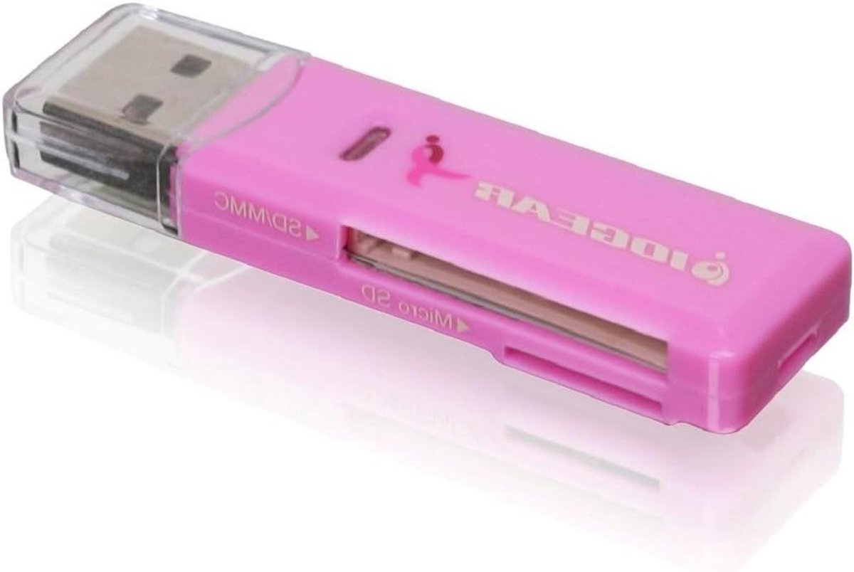 Kaartlezer - Geheugenkaart adapter - Bestanden Overzetten - USB 2.0 High-Speed - 6 cm - Roze