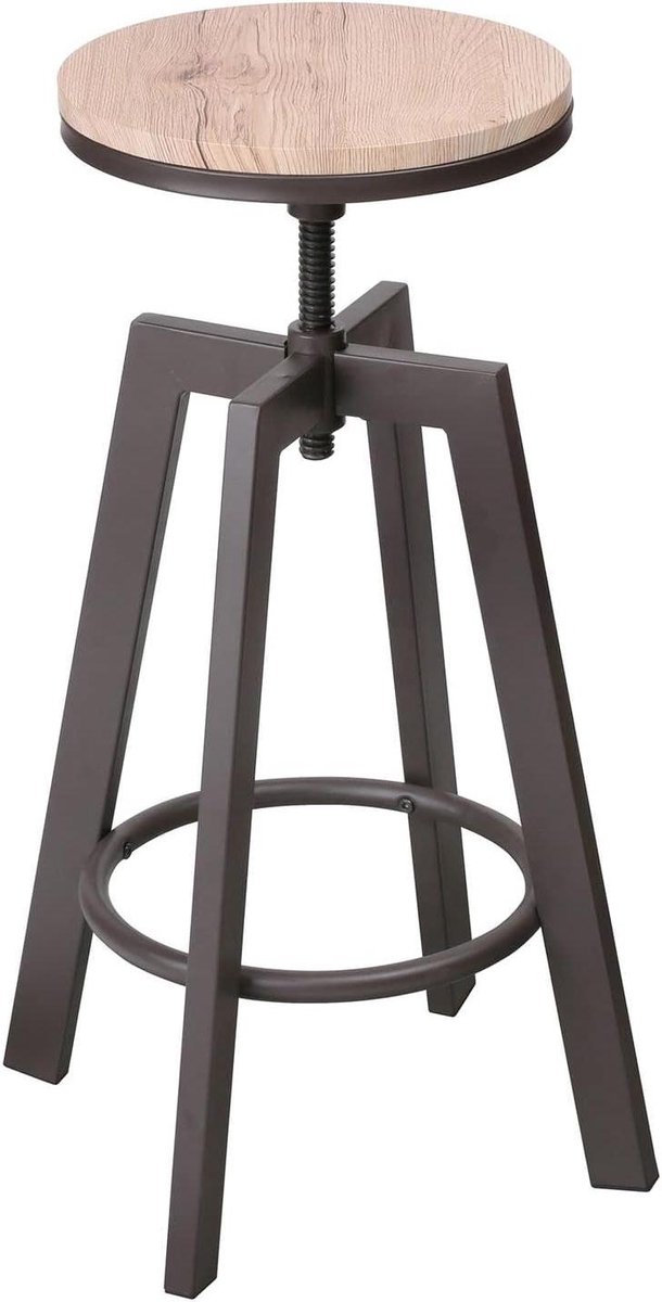Barkruk Rond - Barstoel - Gezellig Borrelen - In Hoogte Verstelbaar - 43cm Diameter - Zwart
