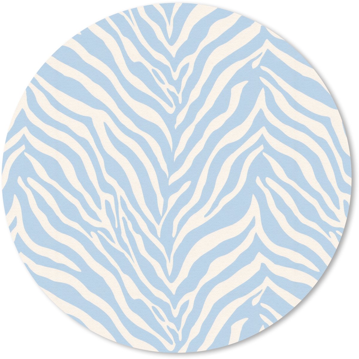 Muismat rond 40x40 cm - Mousepad Zebra - Motief - Blauw - Wit - Ronde muismatten