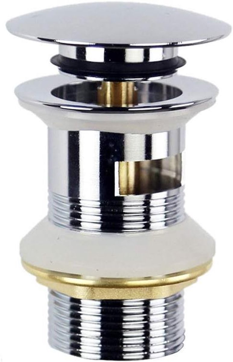 Wastafel Afvoerplug - Klik Klak Plug - Water Dicht Maken - Met Overloop - 2 Stuks - Chroom Zwart