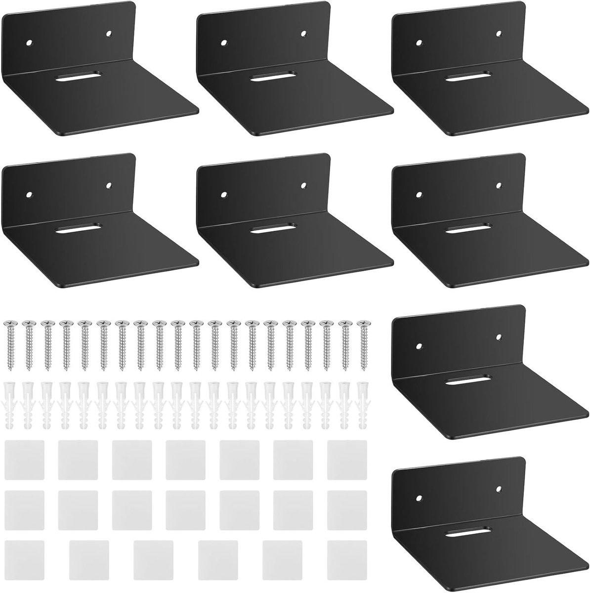 Set van 10 kleine zwarte wandplanken van acryl, ideaal voor slaapkamer, badkamer en woonkamer - perfect voor decoratie, planten en speakers