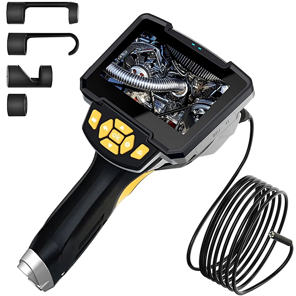 Professionele endoscoopcamera van 5 meter met LED-verlichting en kleurenscherm, IP67 waterdichte lens - dubbele lens