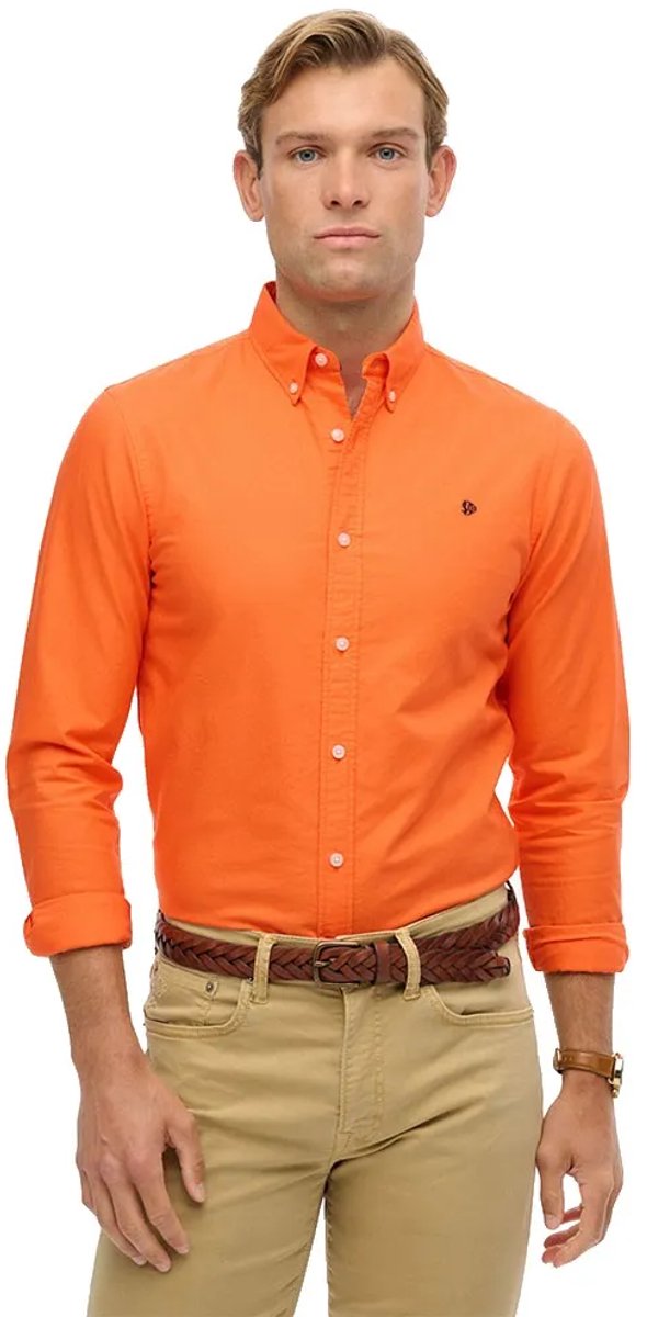 Superdry Klassiek Oxford Overhemd met Lange Mouwen Heren Lange mouwen shirts Oranje