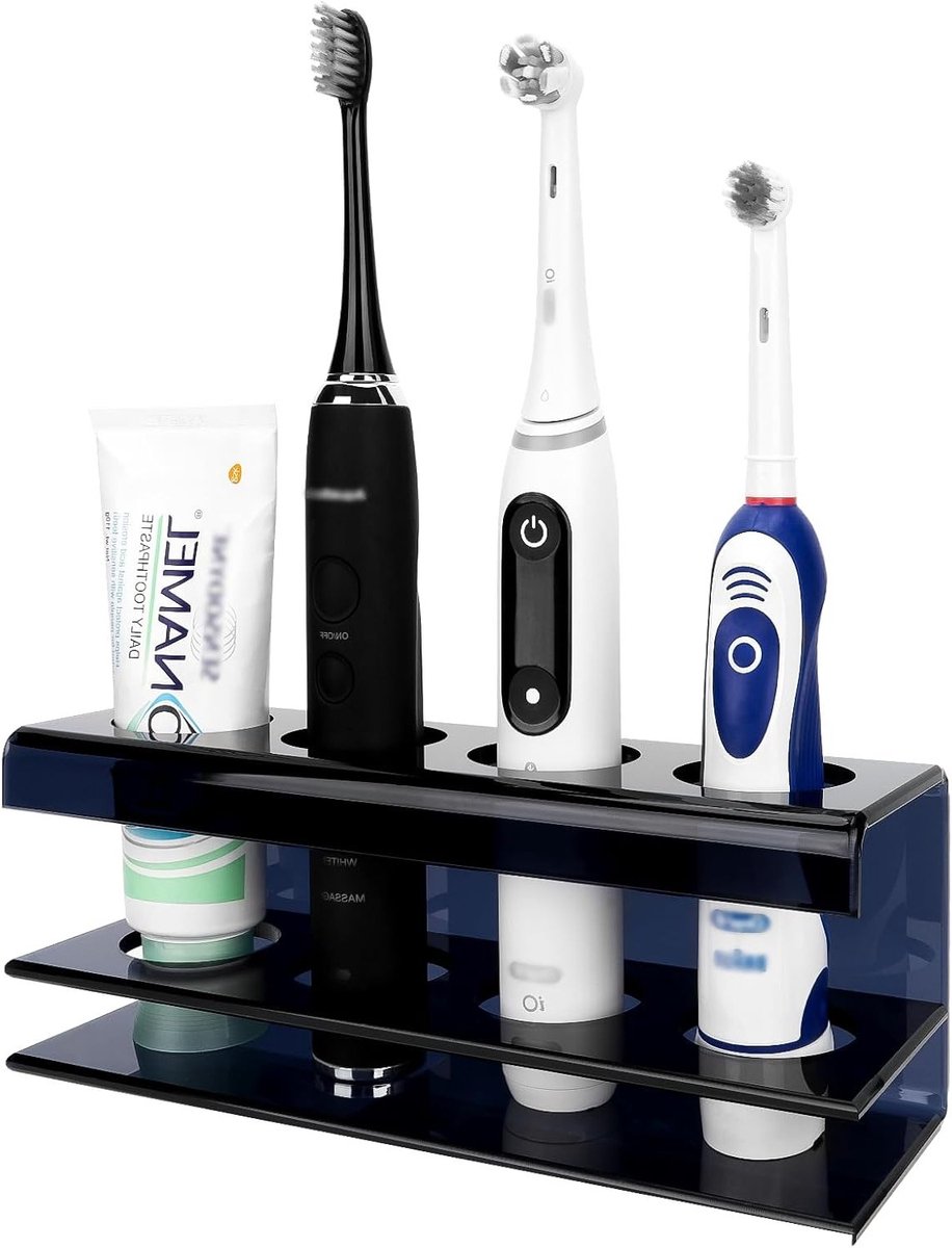 Elektrische Tandenborstelhouder voor in de Douche, Acryl Organizer met 4 Slots voor Tandenborstels en Tandpasta, Geschikt voor Oral-B iO en Philips Sonicare — afbeelding 1