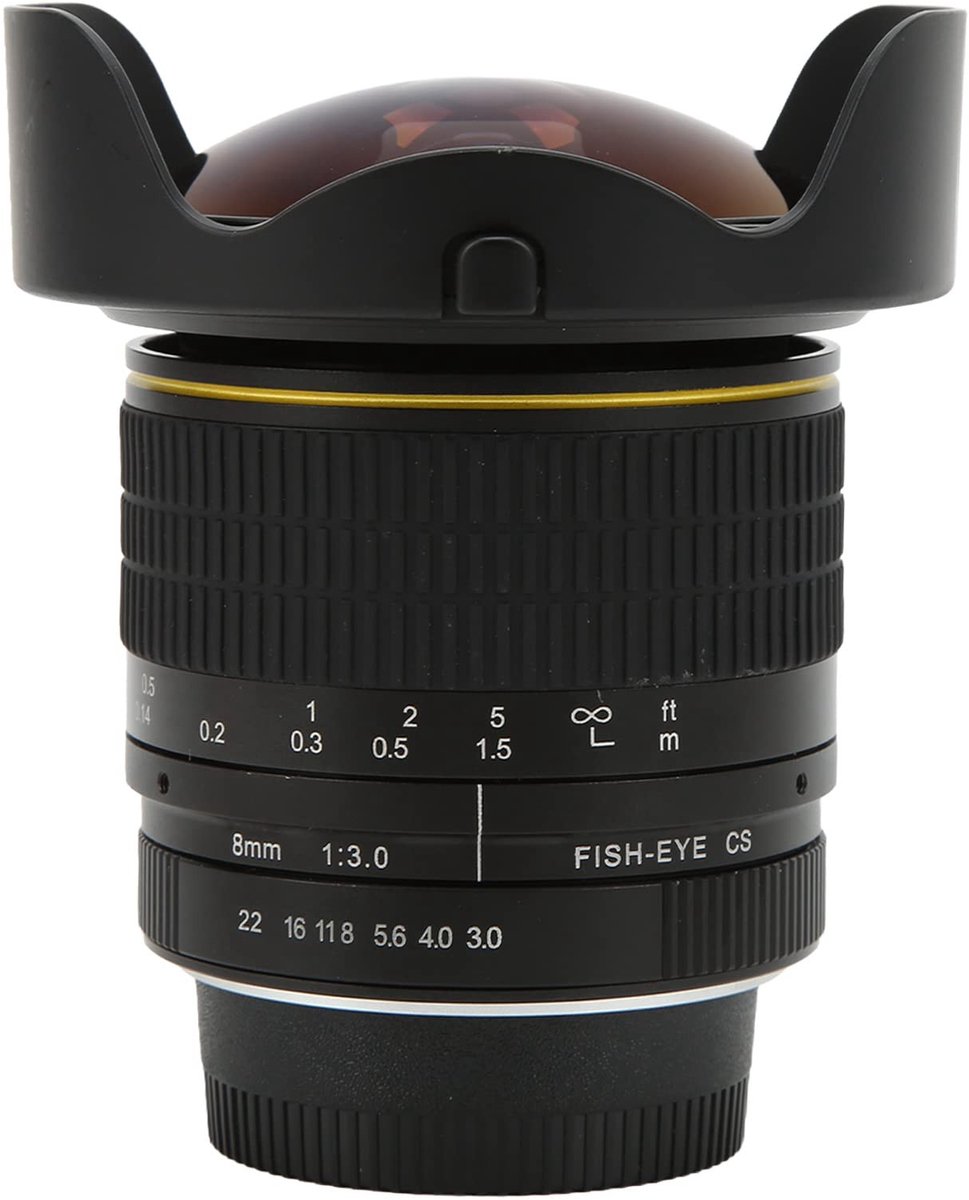 Golden crown - 8 Mm F3.0 Ultragroothoek Fisheye-lens - Groothoeklens - Geschikt voor Nikon-camera's - Zwart - Vaste focus - Ideaal voor creatieve foto