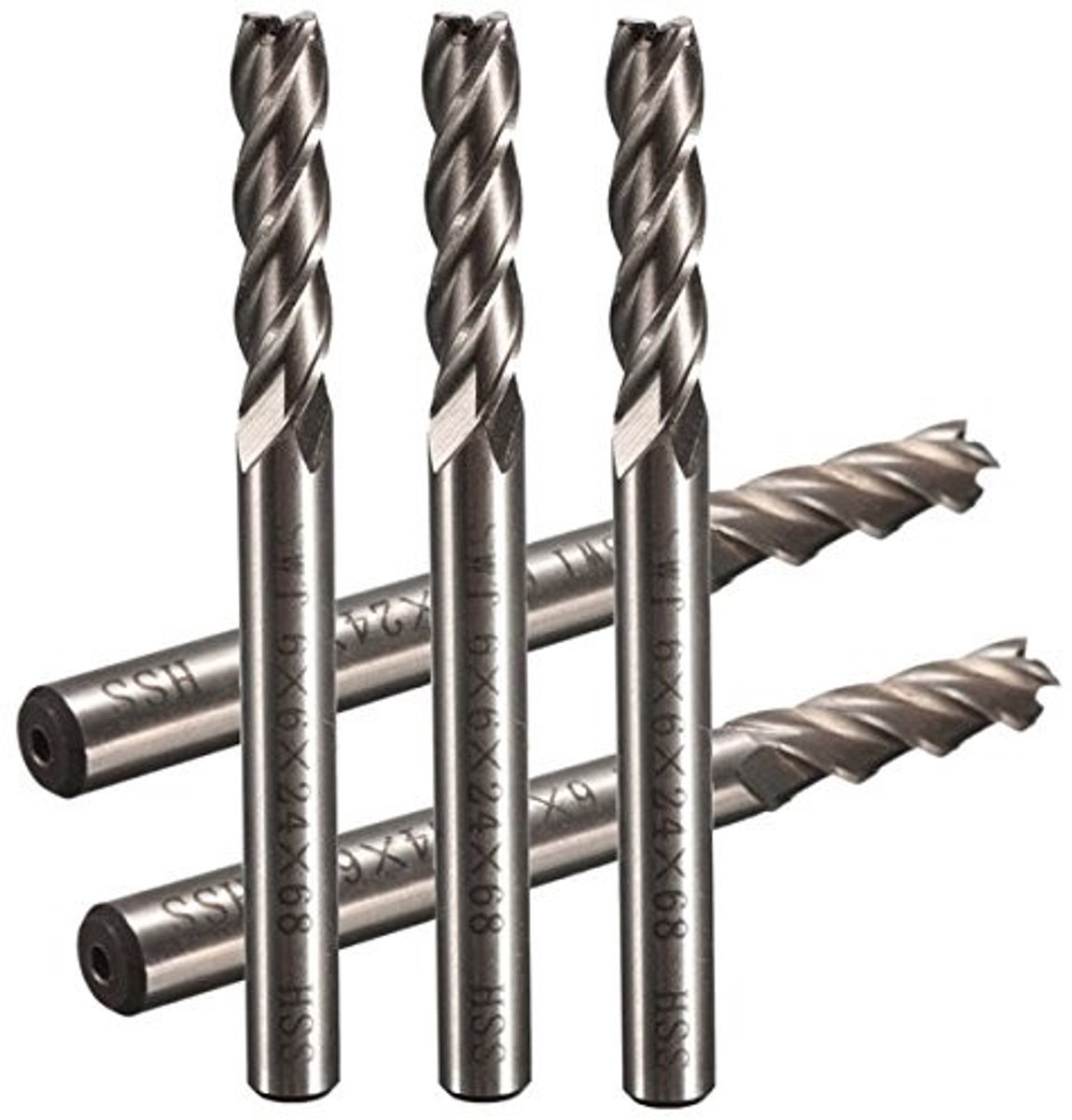 Dailygoody - 5-delige routerbit set - snijbladen - 6 mm schacht - Voor fijn frezen - Geschikt voor houtbewerking - 68 mm snijlengte