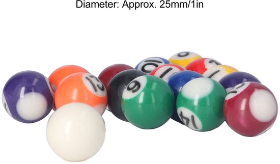 Dailygoody - Mini Biljartbal Set - Hars Pooltafel Ballen - Lichtgewicht en Draagbaar - 25mm - 16 Ballen Set - Geschikt voor Unisex Volwassenen — afbeelding 5
