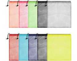 Dailygoody - Veelkleurige Nylon Gaas Waszakken - Waszak met Trekkoord - 10 Stuks - 35,5 x 40 cm - Geschikt voor Reizen, Sport en Opslag