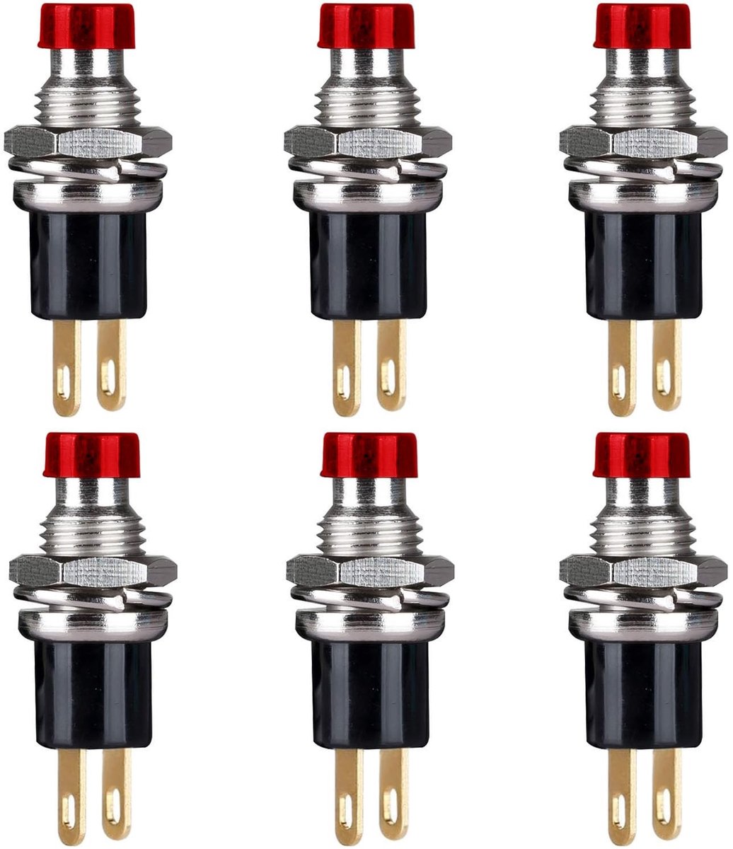 Dailygoody - 6pcs 7mm Mini Drukknop Schakelaar - Rood - Voor Car Boat Arduino DIY