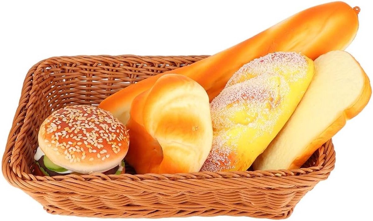 Rectangulaire Woven Broodmand voor Serveren, Fruitmand en Voedselopslag voor Groenten in Keuken en Restaurant