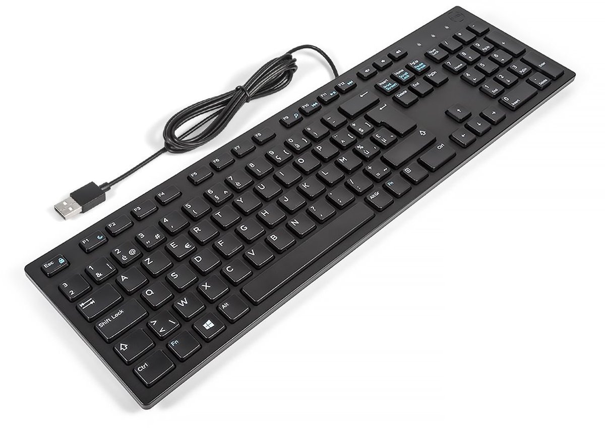 Bol.com Dell KB216-BK-BEL USB bedraad multimedia toetsenbord AZERTY (Belgische layout) chiclet toetsenbord met numeriek gedeelte... aanbieding