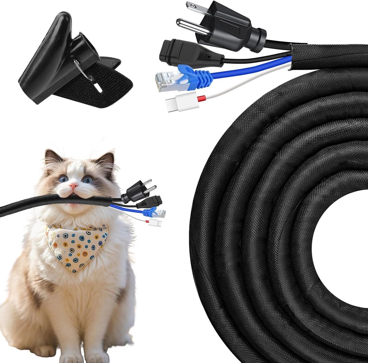 Zelfsluitende Gevlochten Kabelbescherming 3M 13mm voor Kabelgoten - Geschikt voor USB, Stroom, Audio en Video Kabels