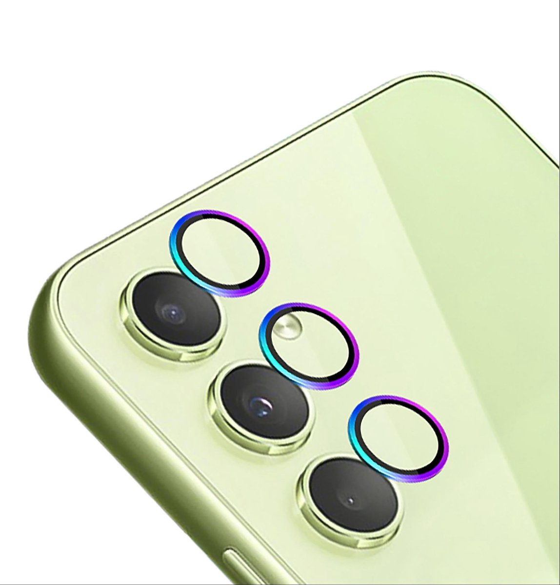 Dailygoody - Cameralensbeschermer - Dubbele bescherming - Metaal en gehard glas - Kleurrijk - Geschikt voor Samsung Galaxy A25 - Camera protector