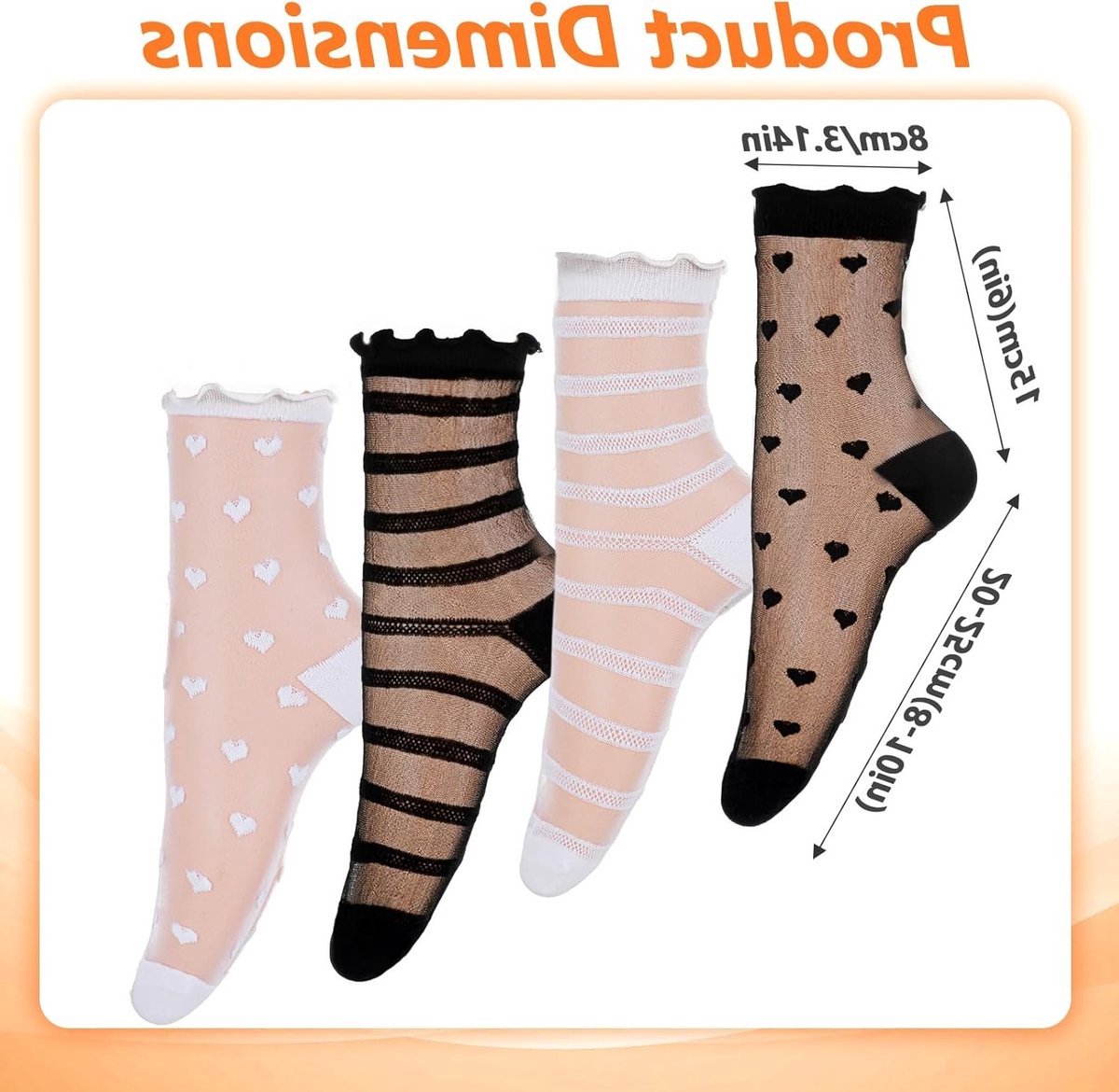 4 Pairs Ruffle Socks Transparante Ruffle Kousen voor Dames, Ademend en Comfortabel voor Sandalen en Pumps