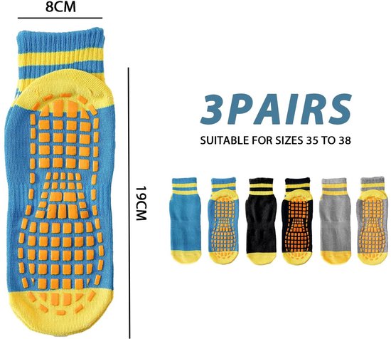 Vt products - Antislipsokken dames - Yoga - Comfortabel en stevig - Paars, grijs, blauw - Geschikt voor sport en dans - Maten 35 tot 38 van vt — afbeelding 2
