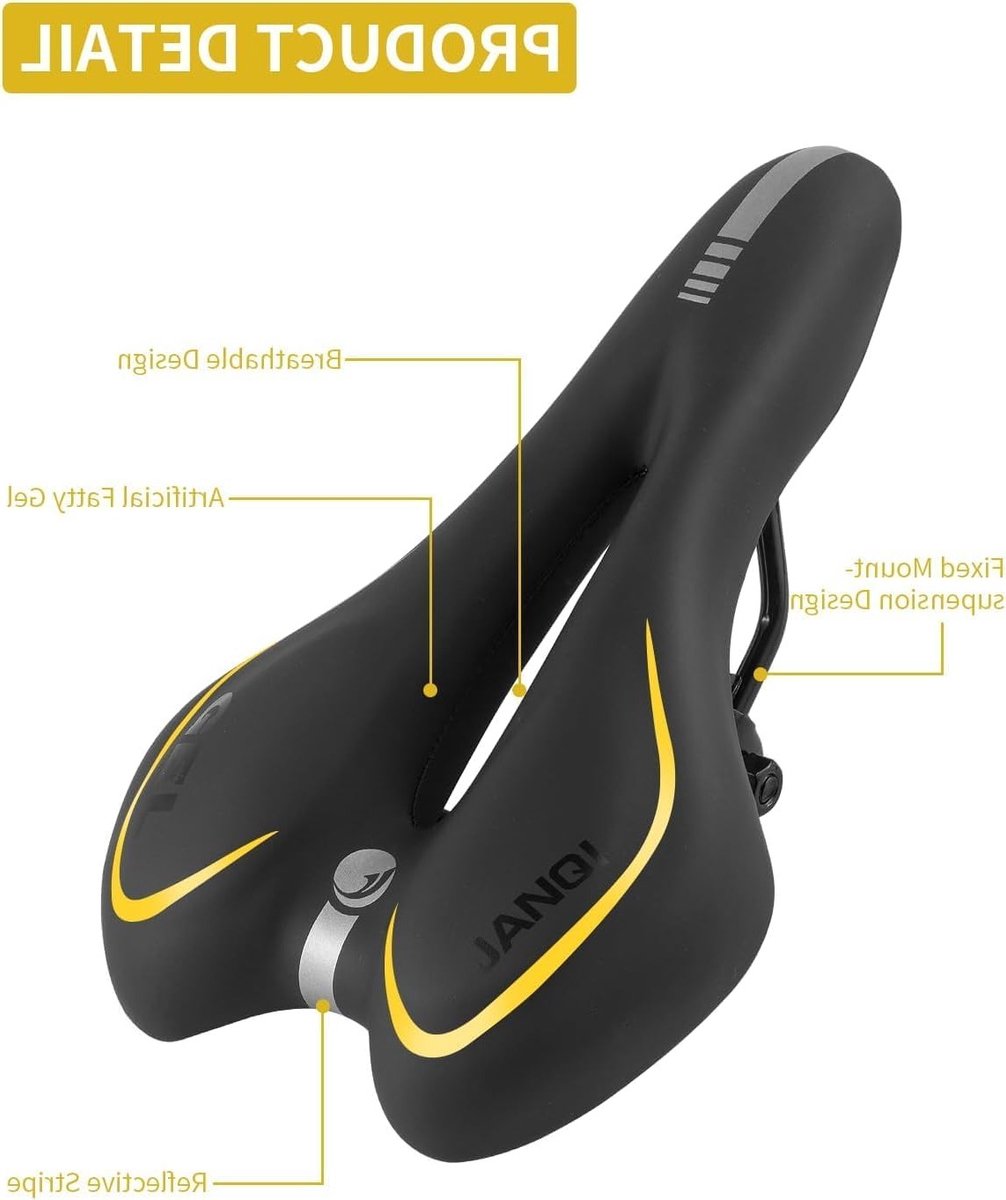 Ergonomisch Gel Fietszadel voor MTB en Stadsfietsen - Waterdicht, Comfortabel en Geschikt voor Vrouwen en Mannen, Perfect voor Tochten en BMX