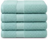 DoubleDry Popcorn Weave Handdoeken 50x90 cm - Set van 4 - 100% Katoen 450 g/m2 - OEKO-TEX Made in Green - Mint