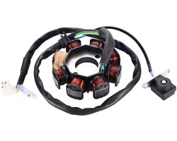 Allecto - Bobine 8 Pole Stator Magneto - Vervangingsonderdeel - 4 Takt - Geschikt voor GY6 125CC 150CC - Scooter Bromfiets Go Kart Buggy Quad P..