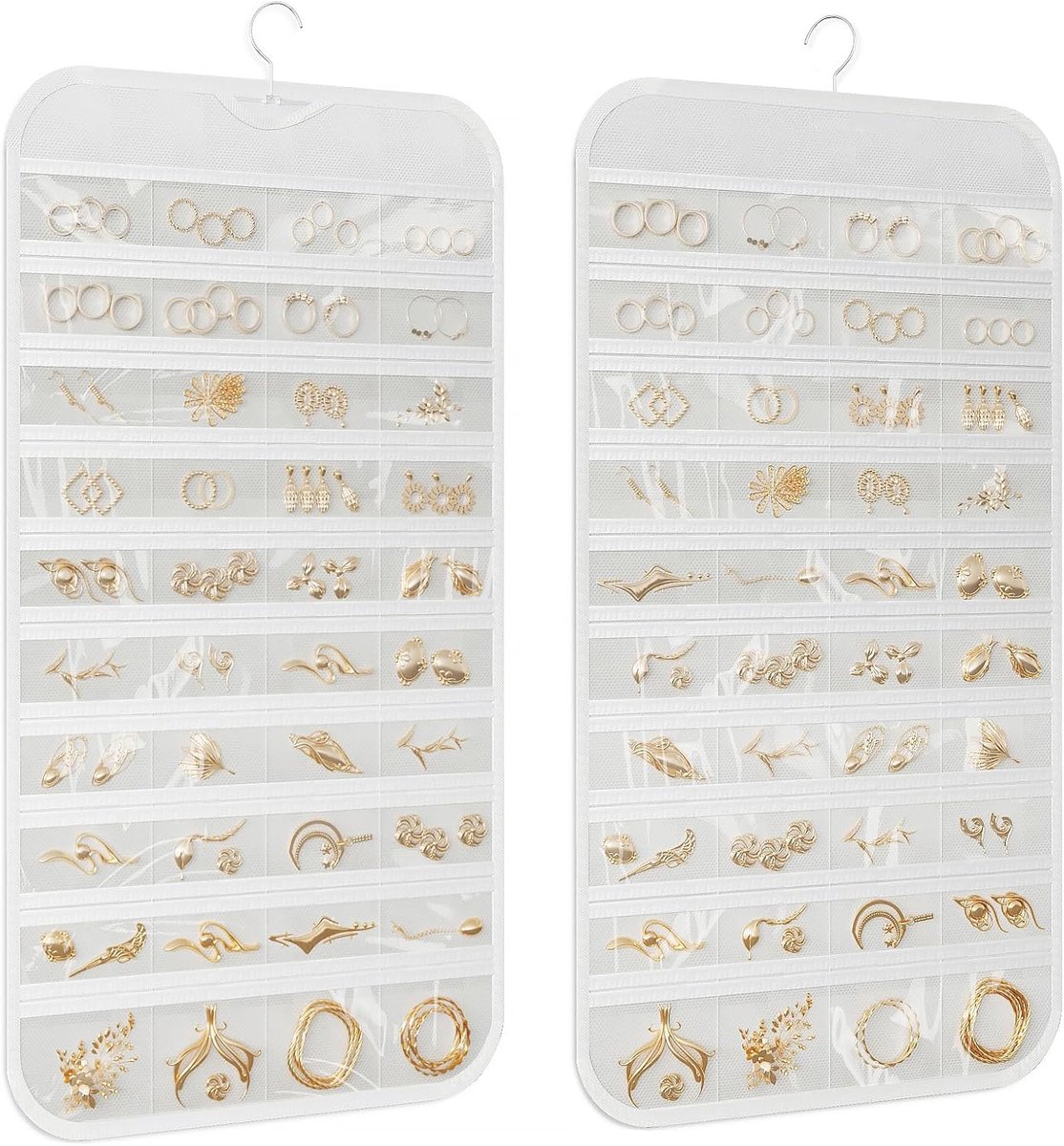 Famanu – Sieraden organizer met 80 vakken, hangende opberger voor oorbellen, kettingen, armbanden en ringen, handig voor reizen
