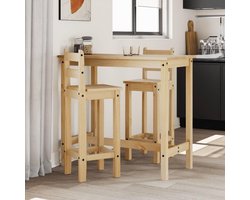 Bar Set - Eettafel Stoelen - Gezellig Dineren - Massief Grenenhout - 3 Delig - Houtkleur