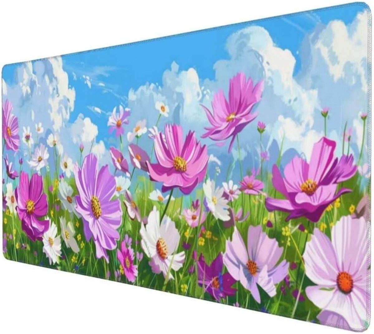 Grote Muismat - Bureaumat Deskpad - Werkplek Organisatie - Waterdicht Stofoppervlak - 90 x 45 cm - Roze Madeliefje