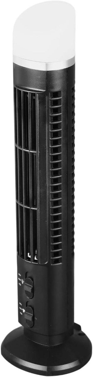 Bladloze Ventilator - Torenventilator Stille - Ruimte Koelen - 90 Graden Oscillatie - 10 x 11 x 39 cm - Zwart