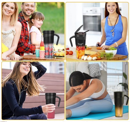 Draagbare Blender - Oplaadbare Sapbeker 4000mAh - 6 Bladen Smoothie Maker 460ml Zwart van AIMASON — afbeelding 5
