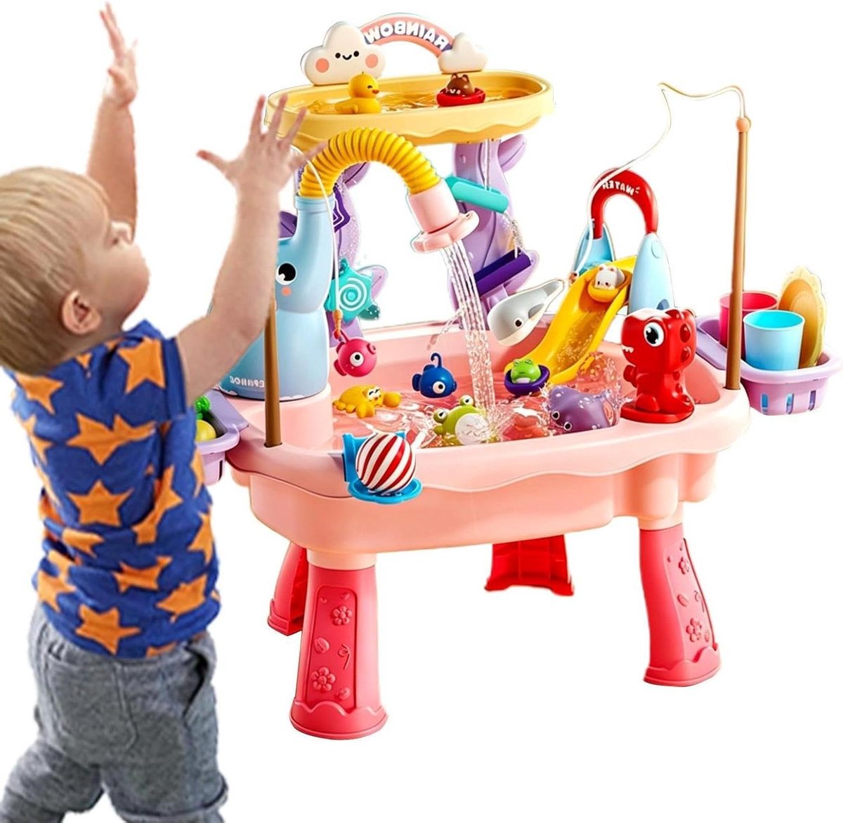 Watertafel Met Pomp - Waterspeeltafel Kinderen - Buiten Spelen - Automatische Waterpomp - 45 x 15 x 33 cm - Roze
