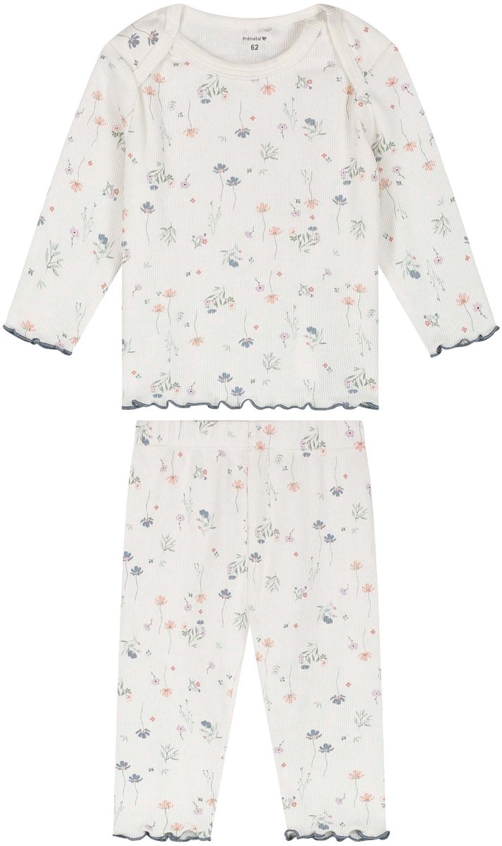 Prénatal baby pyjama romantische rib - Meisjes - Ivoor wit - Maat 56