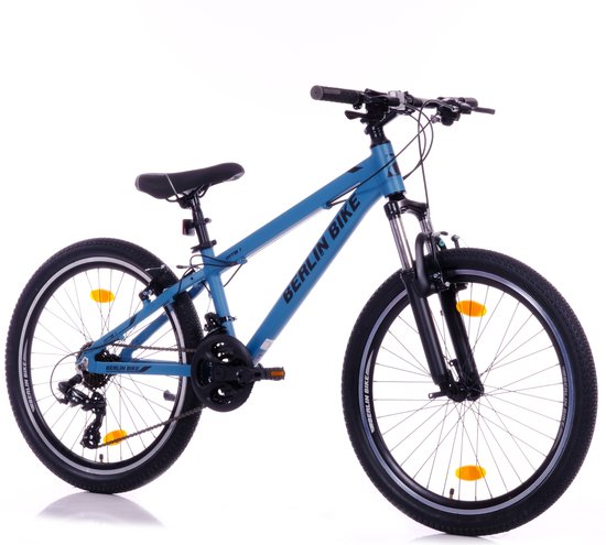 Berlin Bike Jongensfiets 24 inch - Mountainbike Kind 8-12 Jaar - 21 Versnellingen -Aluminium - Spatborden - Blauw — afbeelding 2