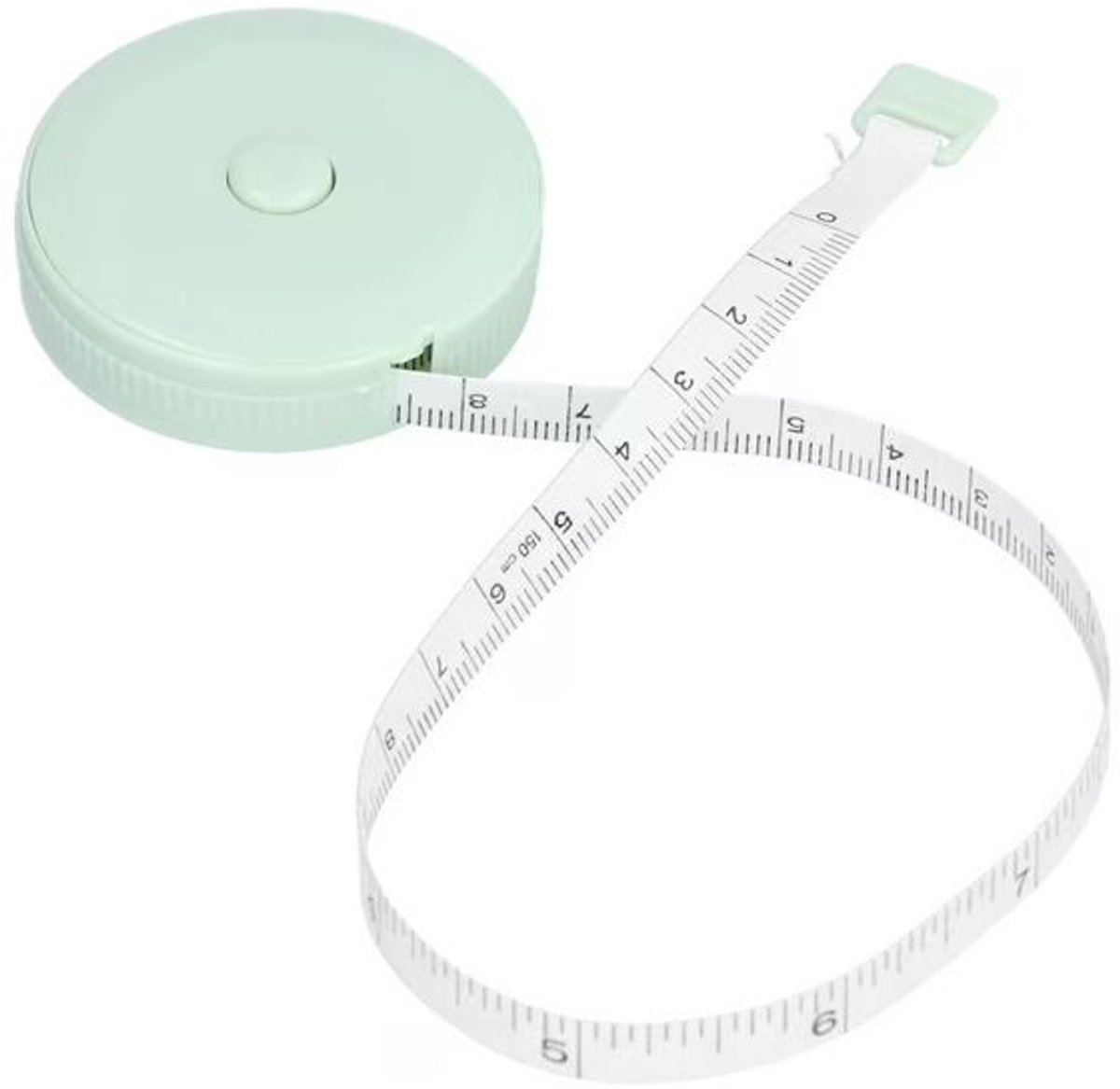 Rolmaat - Meetlint oprolbaar - Flexibele omtrekmeter - Kleding lintmeter - Naaien - Opmeten - Liniaal - Meten - Lichaam - Centimeter en inch - 150 cm - Body measuring tape - Groen - Jonyx