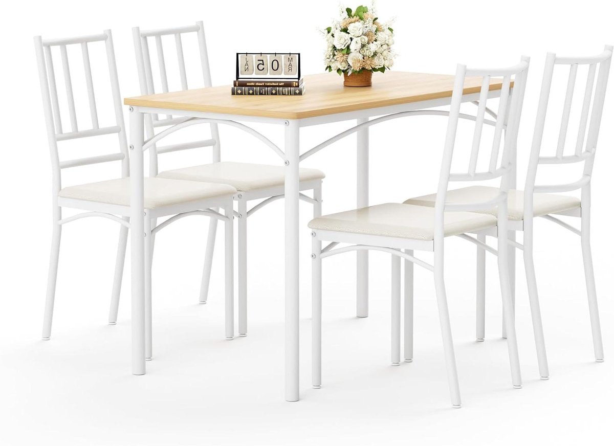 Eettafelset 4 personen - Keukentafel met stoelen - Gezellig tafelen - Ruimtebesparend desi