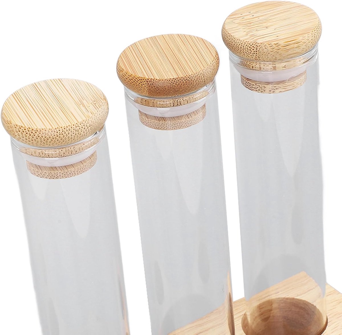 Koffie Bewaarbussen - Luchtdichte Containers - Koffie Vers Houden - Met Houten Standaard - 3 Stuks - Niet van toepassing