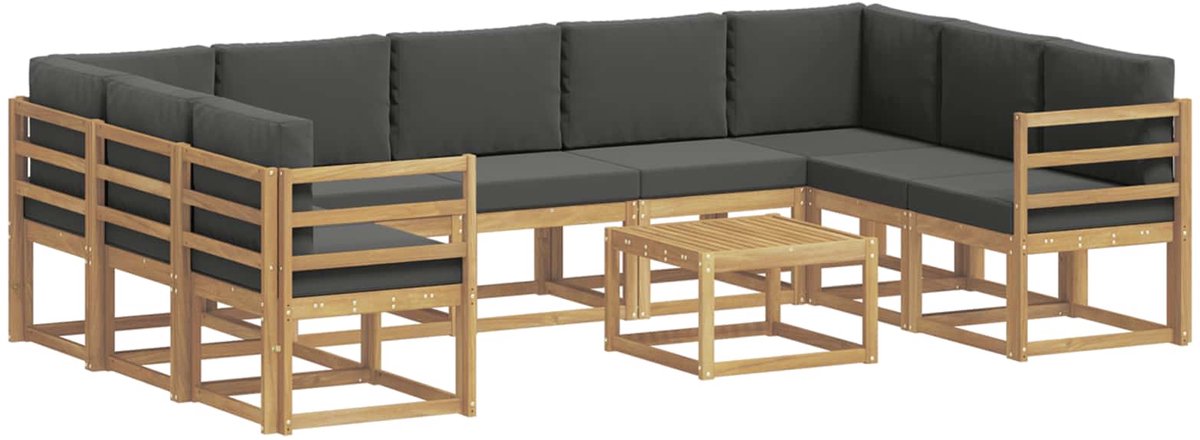 vidaXL Buiten - bank - set - 10 - st - 9-zits - Wit - en - antracietkleurig - Polyester Wit en antracietkleurig