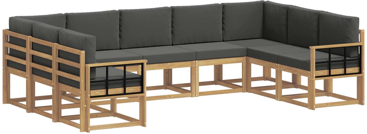 vidaXL Buiten - bank - set - 9 - st - 9-zits - Wit - en - antracietkleurig Wit en antracietkleurig