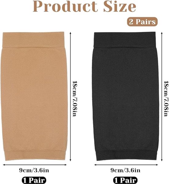 2 paar tatoeage cover-up mouw - onderarm concealer ondersteuning - modieuze mouwen voor vrouwen mannen - tatoeage nazorg UV-bescherming over mouw (zwart, Beige) — afbeelding 3