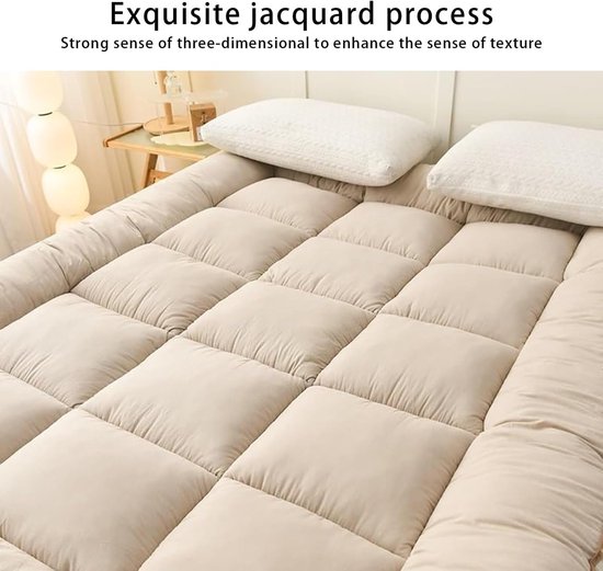 Japanse Vloermatras - Opvouwbaar Matras - Comfortabel Slapen - Extra Dik Ontwerp - 180x200cm - Beige — afbeelding 5
