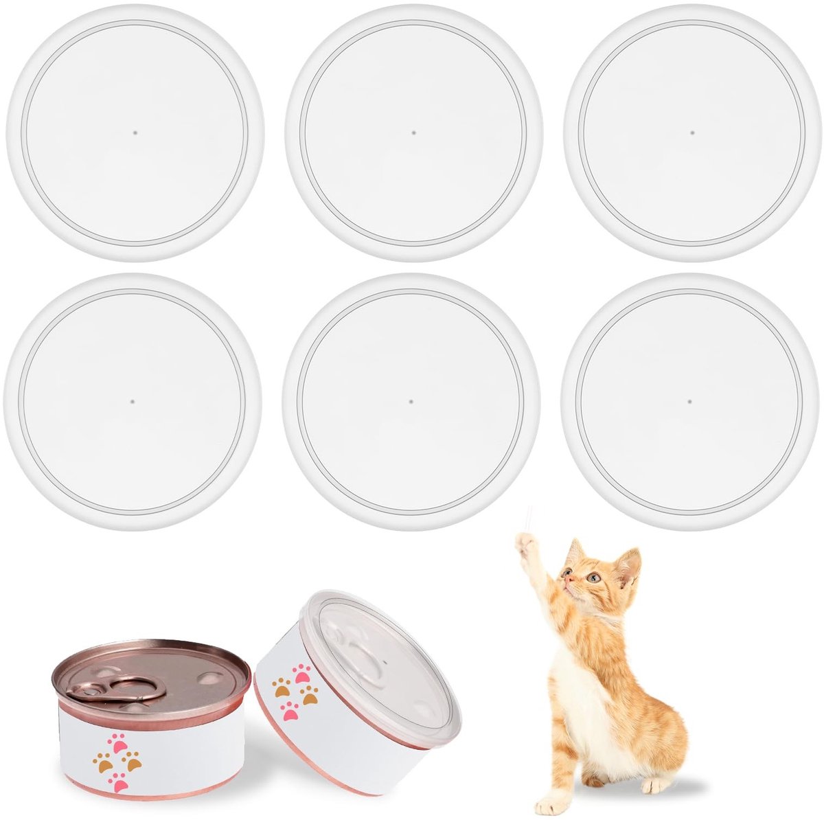 Solidchoice - Dailygoody - Blikdeksels - Herbruikbare deksels - 100 mm - Plastic deksels - Voor honden- en kattenvoer - Transparant